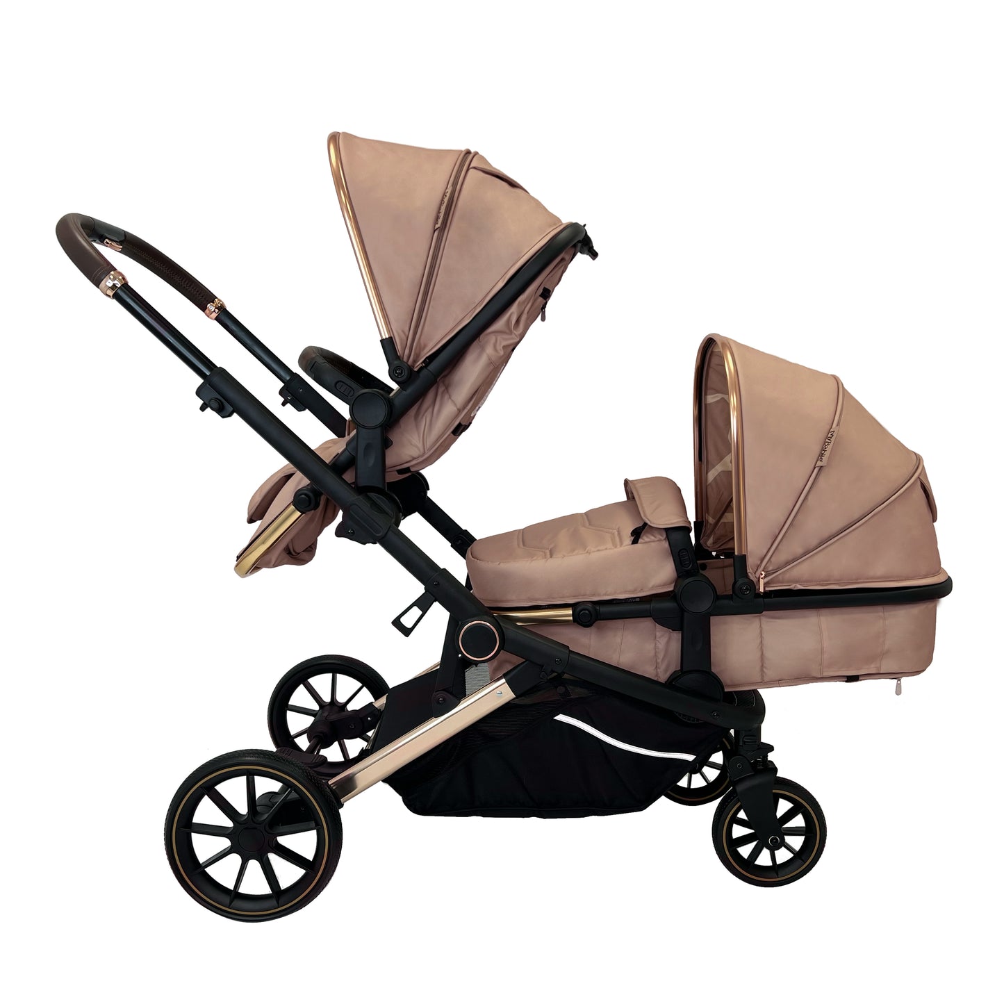 My Babiie MB33 Tandem Pushchair - available in colours Nude Giraffe, Black Leopard & Ivory