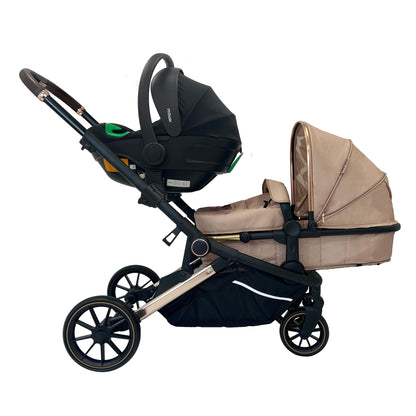 My Babiie MB33 Tandem Pushchair - available in colours Nude Giraffe, Black Leopard & Ivory