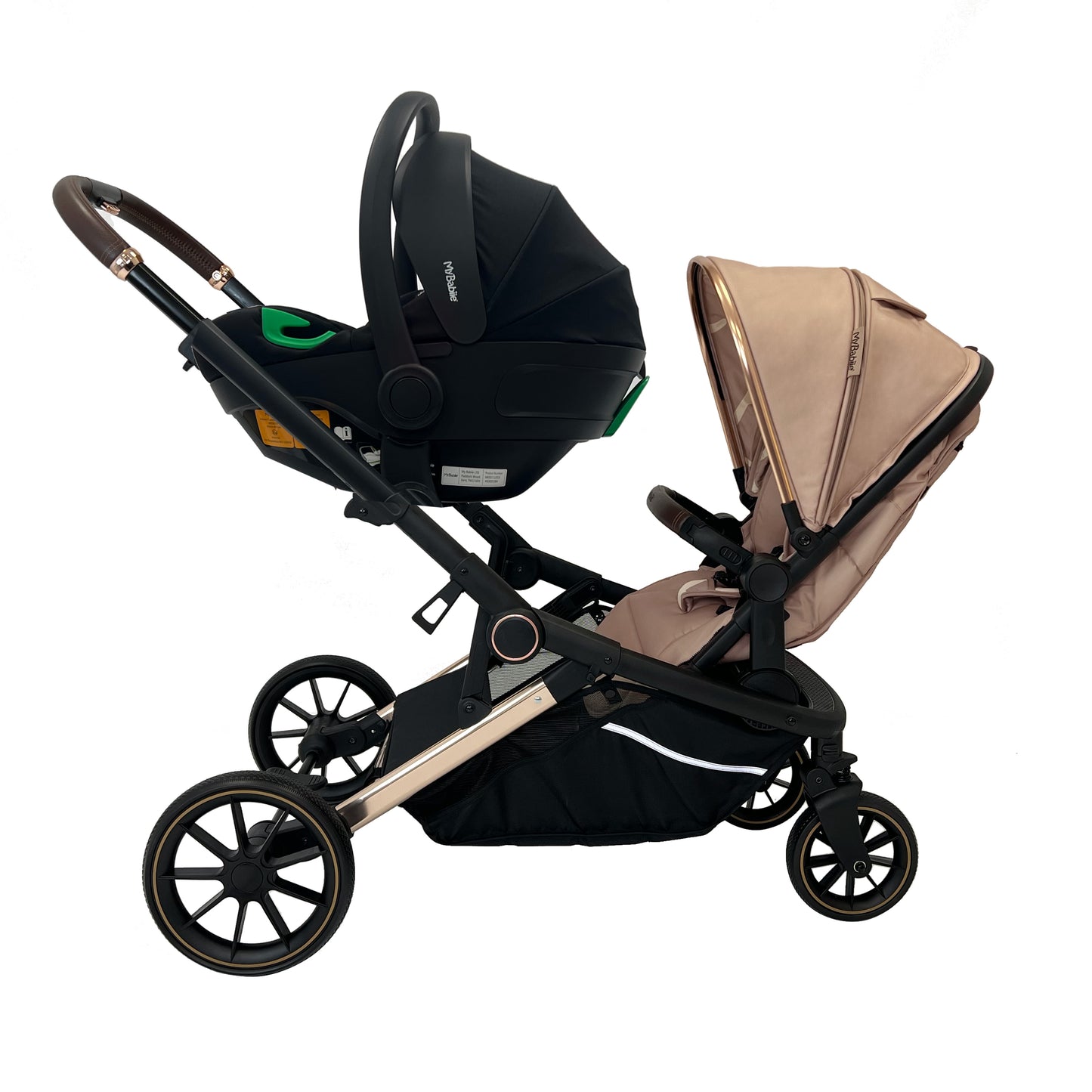 My Babiie MB33 Tandem Pushchair - available in colours Nude Giraffe, Black Leopard & Ivory