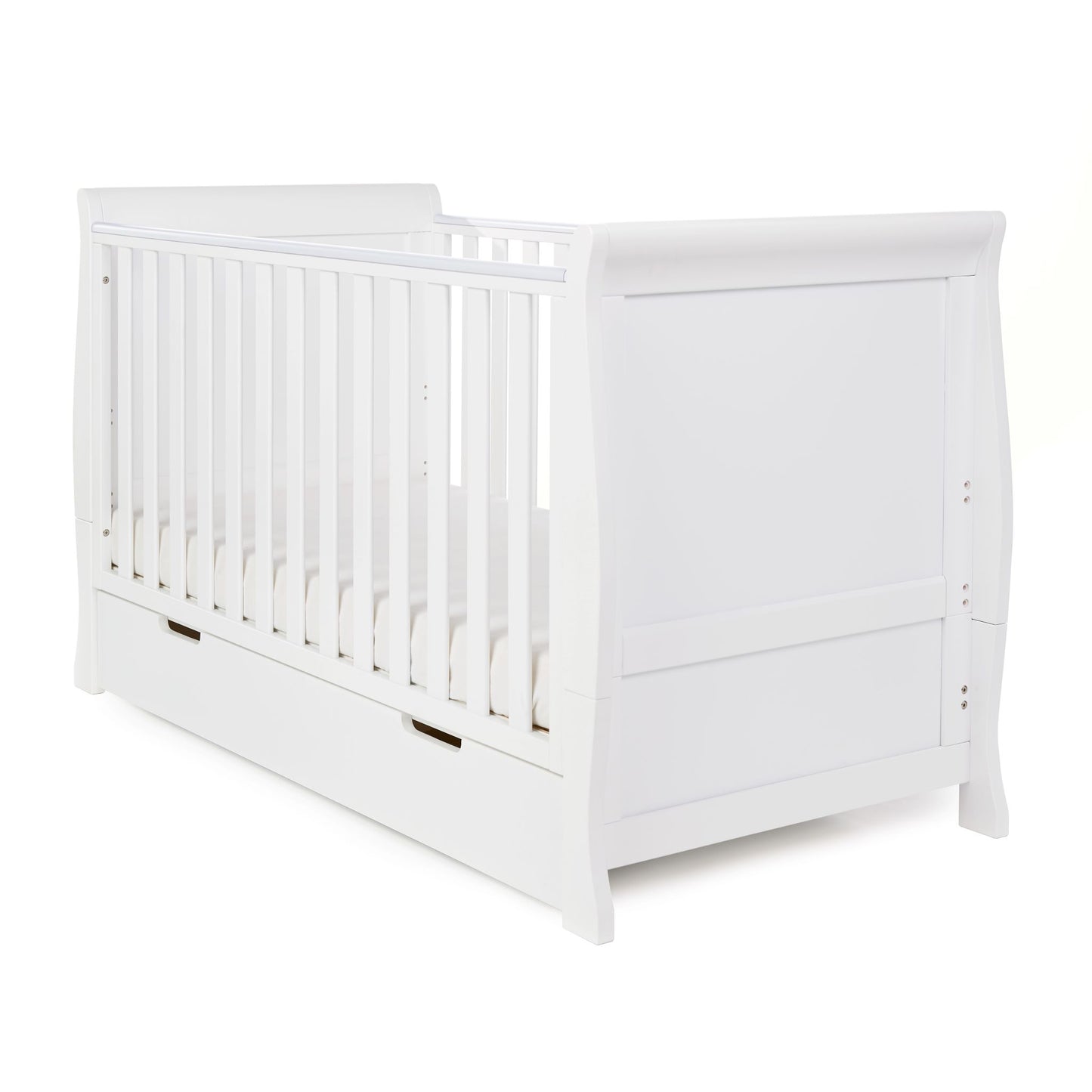 OBABY Stamford Classic Sleigh Cot Bed - available in Warm Grey and White
