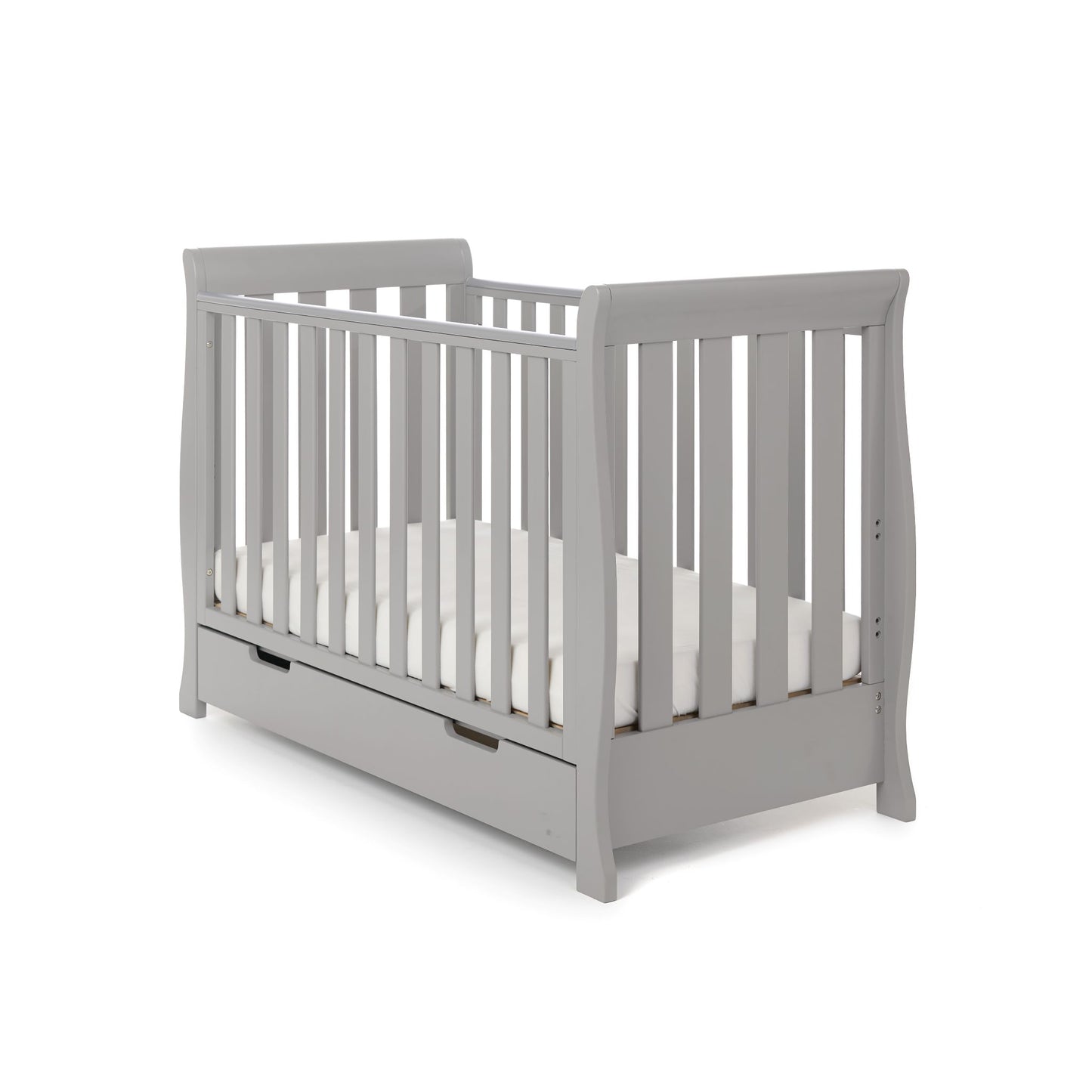 OBABY Stamford Mini Sleigh Cot Bed - available in Warm Grey and White
