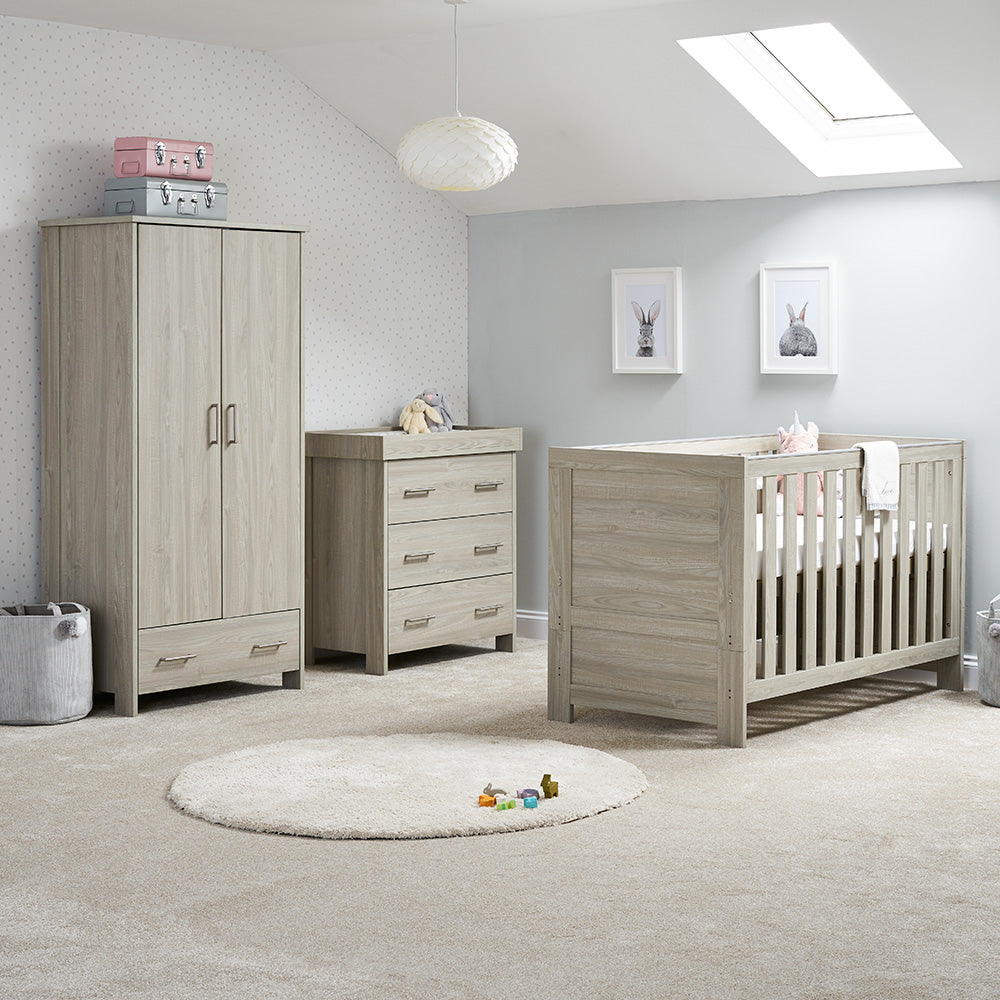 Obaby Nika 3 Piece Room Set - Grey Wash with White, Grey Wash & White Wash