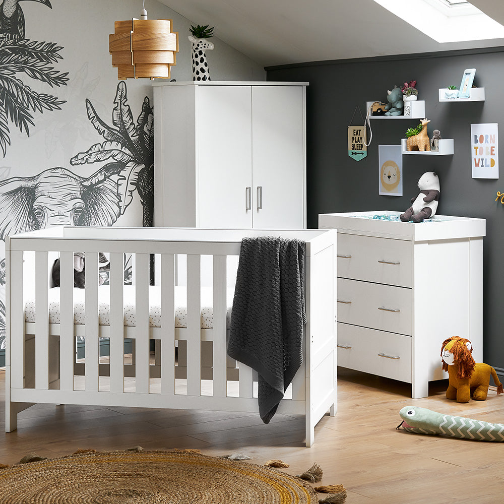 Obaby Nika 3 Piece Room Set - Grey Wash with White, Grey Wash & White Wash