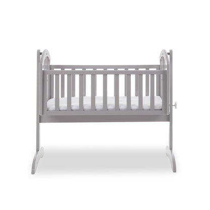 Sophie Swinging Crib + Mattress – Warm Grey & White