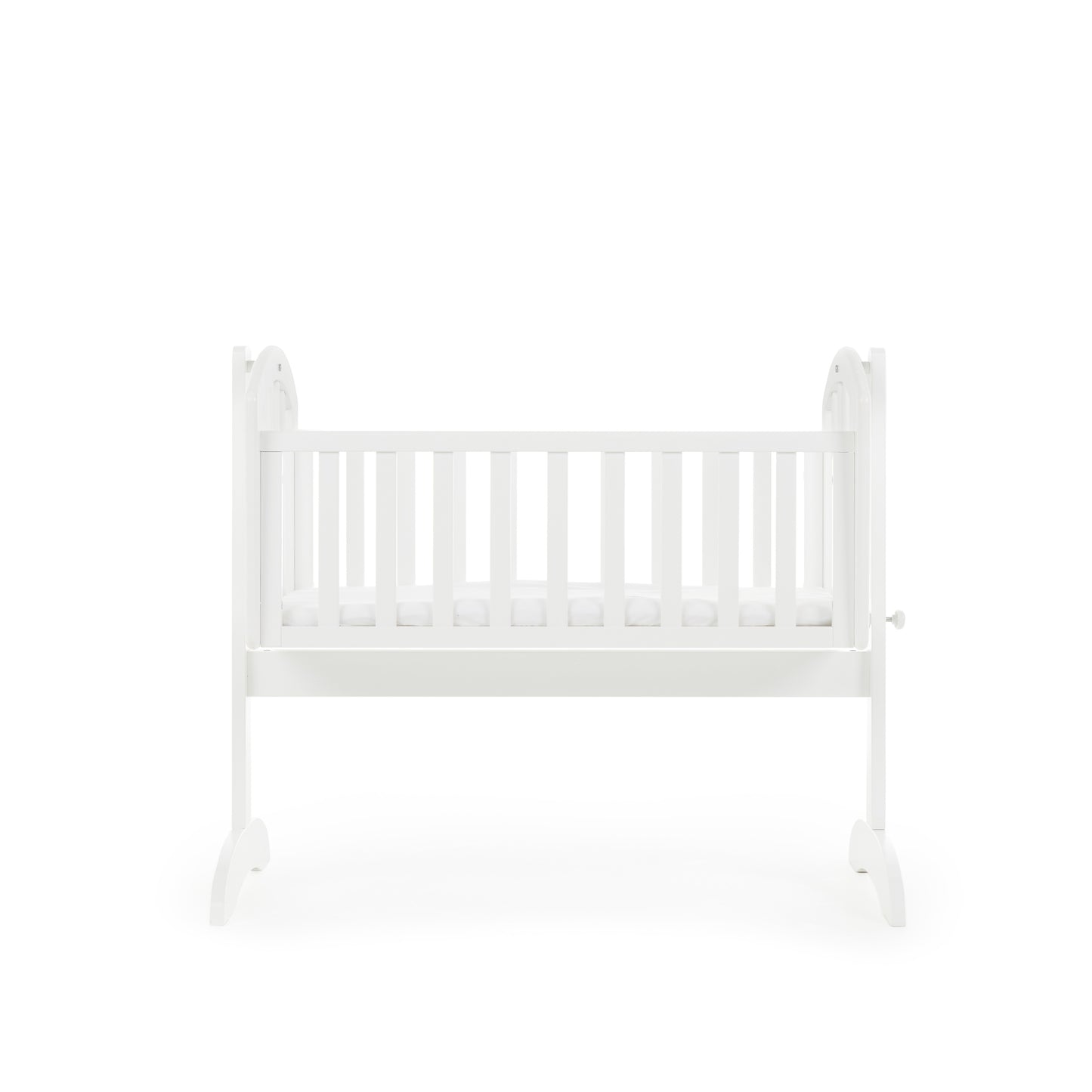 Sophie Swinging Crib + Mattress – Warm Grey & White