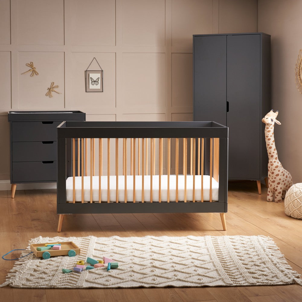 Obaby Maya Scandi 3 Piece Room Set - Slate with Natural , White with Natural & Nordic White