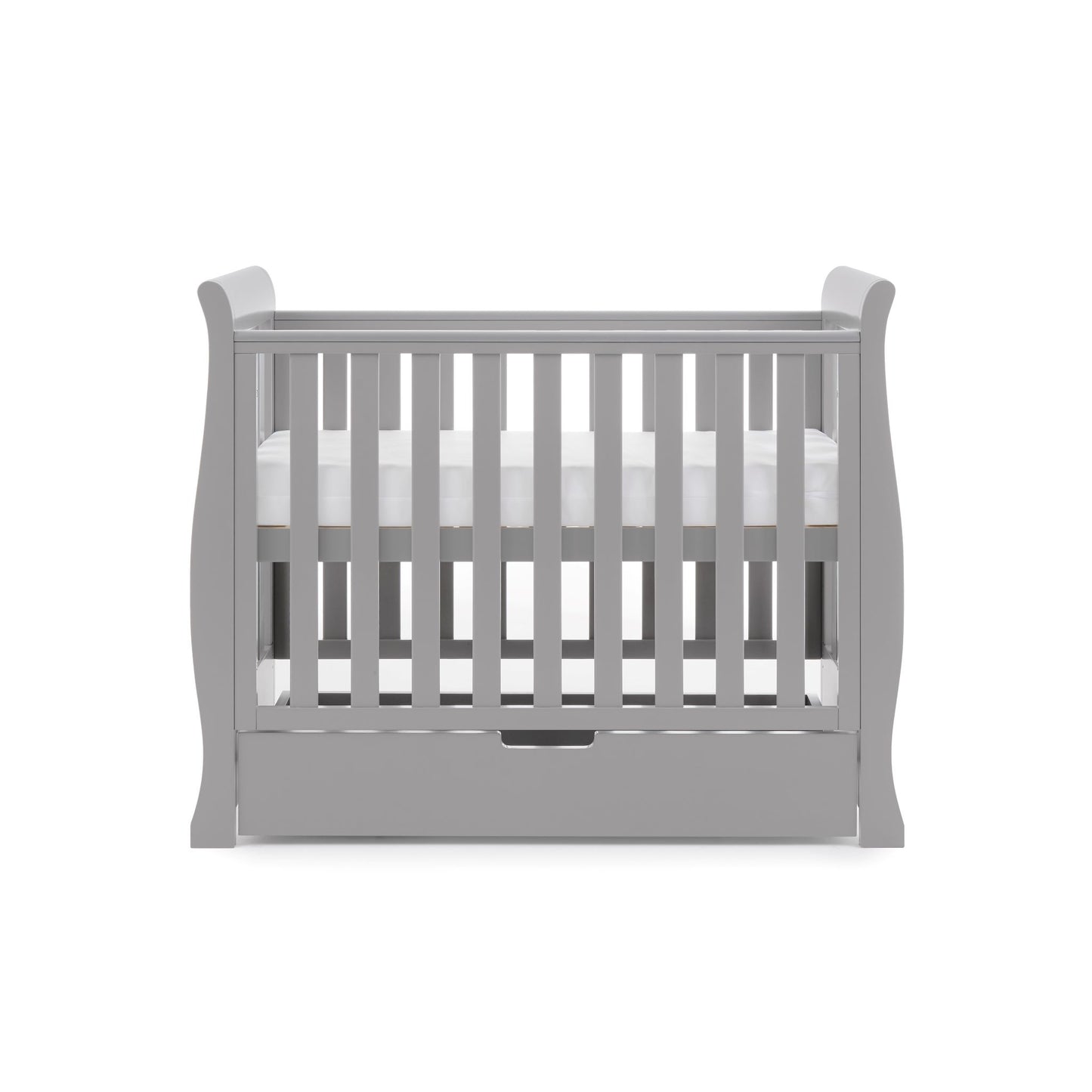 OBABY Stamford Space Saver Sleigh Cot - available in White or Warm Grey