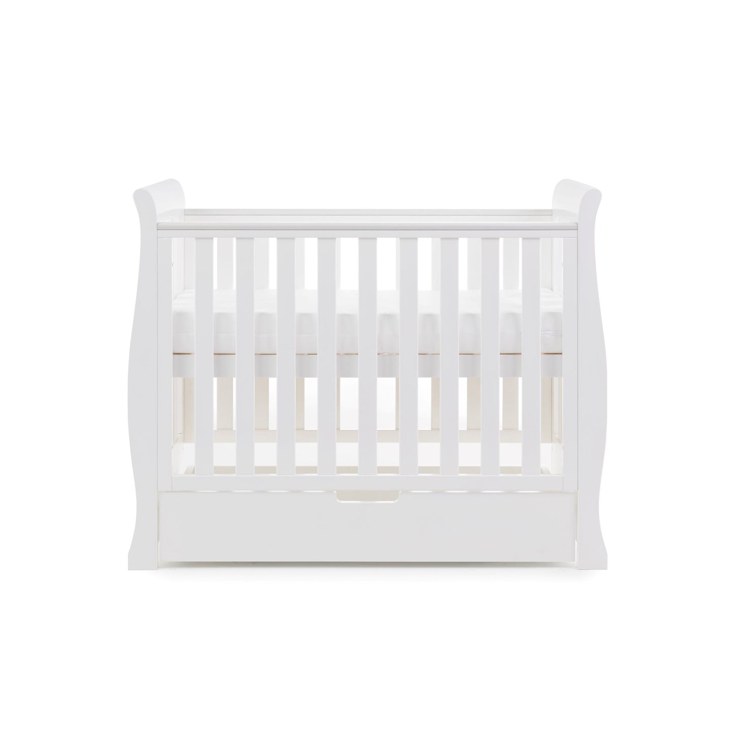 OBABY Stamford Space Saver Sleigh Cot - available in White or Warm Grey