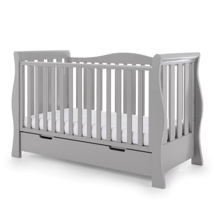 OBABY Stamford Luxe Sleigh Cot Bed - available in White and Warm Grey