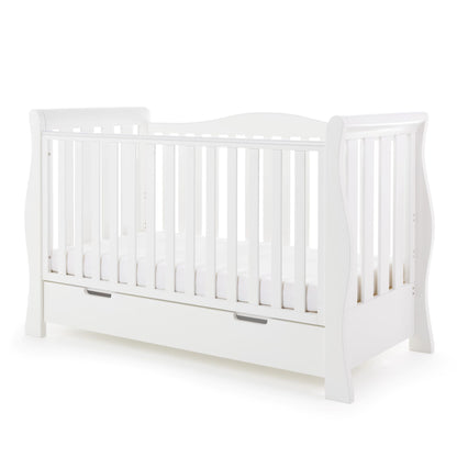 OBABY Stamford Luxe Sleigh Cot Bed - available in White and Warm Grey