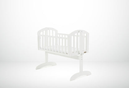 Sophie Swinging Crib + Mattress – Warm Grey & White