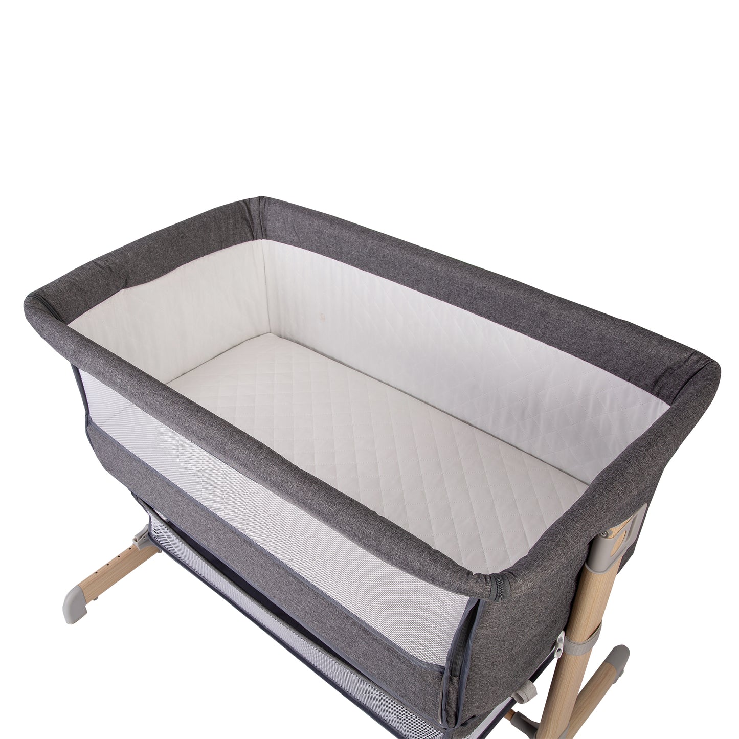 Red Kite Quiet Time Una Bedside Crib/Co Sleeper -  Grey