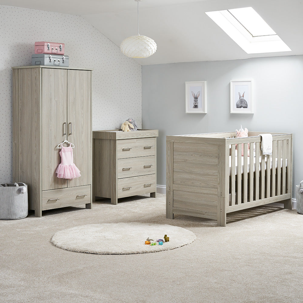 Obaby Nika 3 Piece Room Set - Grey Wash with White, Grey Wash & White Wash