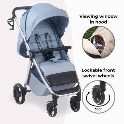 My Babiie MB160 Pushchair - Blue Plaid, Grey Leaf Tropical, Oatmeal, Black Leopard