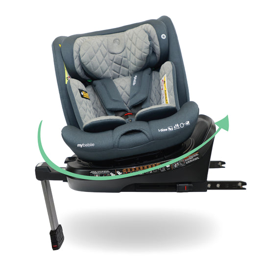 My Babiie Spin Car Seat Group 0+/1/2/3 i-Size Isofix Car Seat - Stylish Quilted Slate Blue (MBCSSPINCH)