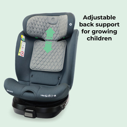 My Babiie Spin Car Seat Group 0+/1/2/3 i-Size Isofix Car Seat - Stylish Quilted Slate Blue (MBCSSPINCH)