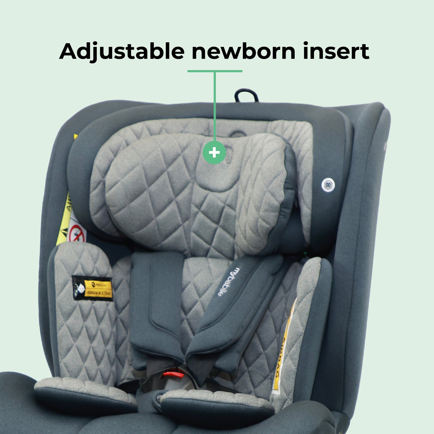 My Babiie Spin Car Seat Group 0+/1/2/3 i-Size Isofix Car Seat - Stylish Quilted Slate Blue (MBCSSPINCH)