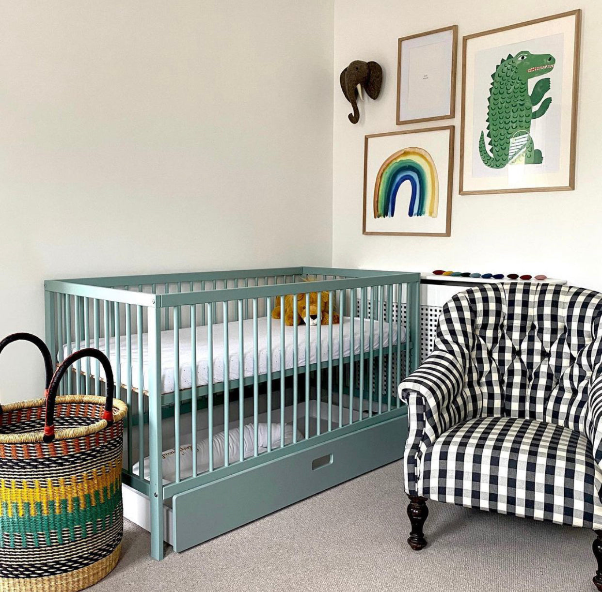 Mokee Mini Cot Bed in Stone Teal