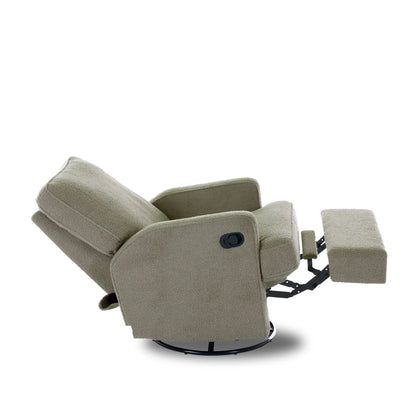 OBABY Madison Swivel Glider Recliner Chair – Teddy Fabric in Truffle and Olive