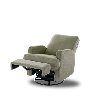 OBABY Madison Swivel Glider Recliner Chair – Teddy Fabric in Truffle and Olive