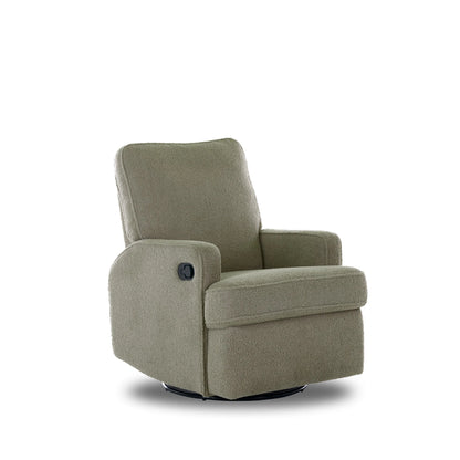 OBABY Madison Swivel Glider Recliner Chair – Teddy Fabric in Truffle and Olive