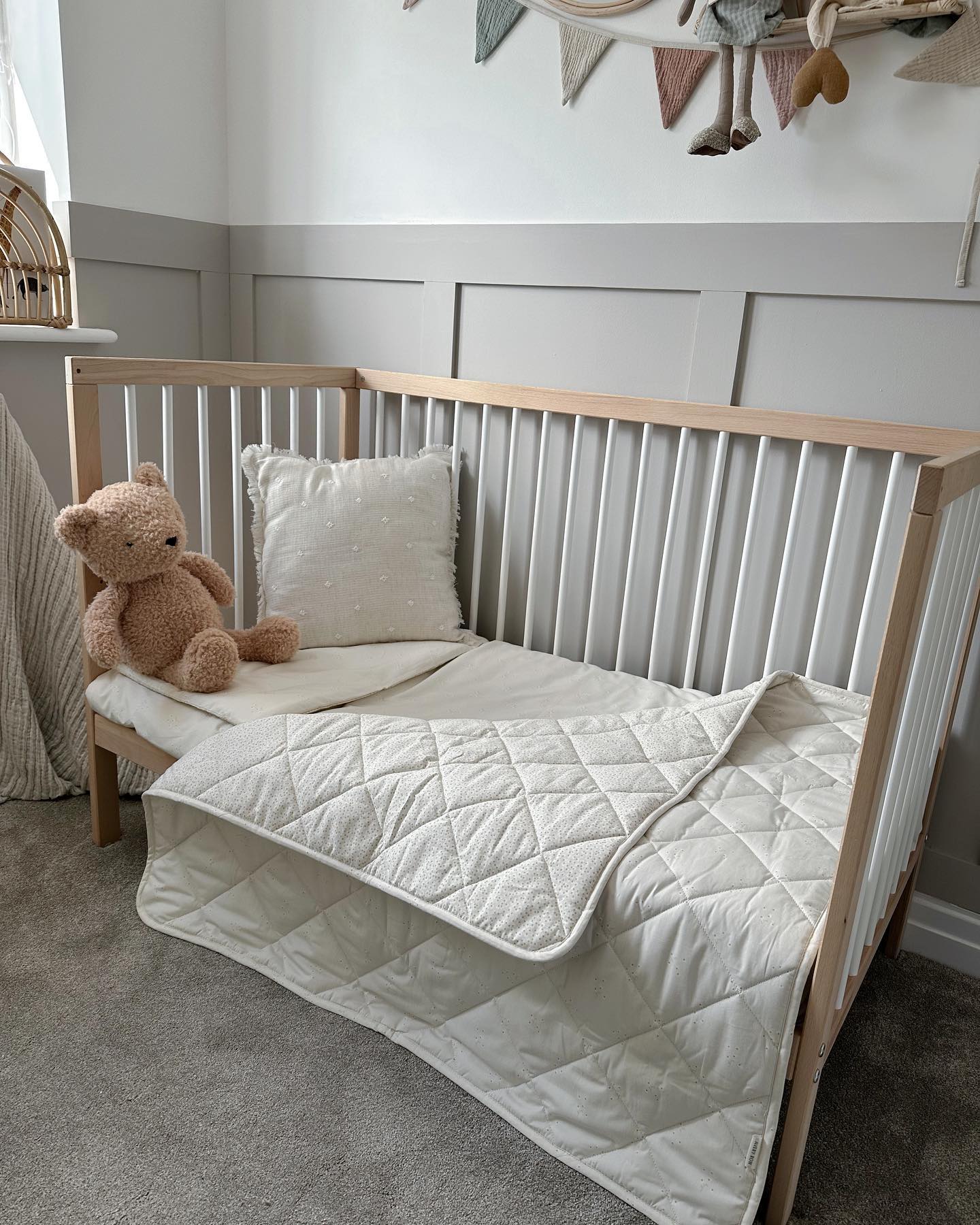 Mokee Mini Cot Bed in White Beech