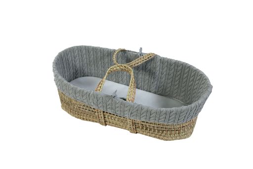 Cuddles Pure Baby Grey Cable Knit Palm Basket Bundle